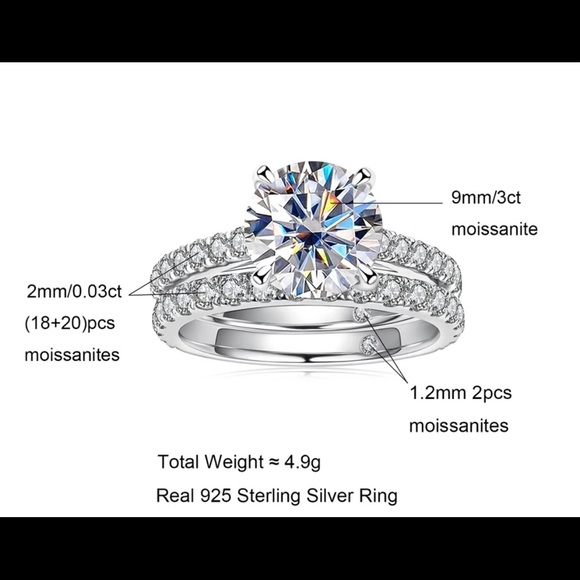 4.14Ct moissanite ring set with certificate - Picture 14 of 16